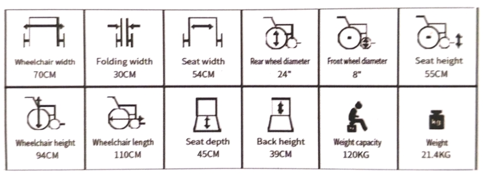 Heavy Duty Steel Wheelchair